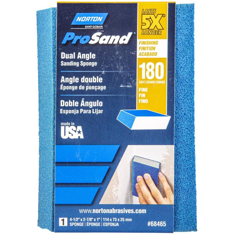 Norton 7660768465 ProSand 4-1/2 in. L X 2-7/8 in. W X 1 in. 180 Grit Fine Dual Angle Sanding Sponge