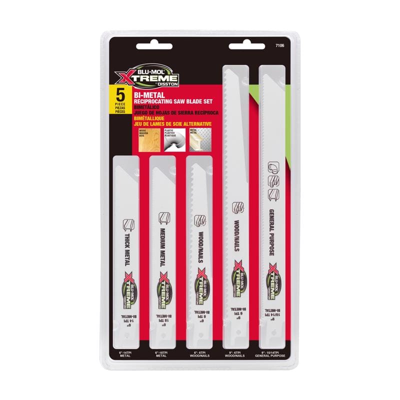 Blu-Mol Xtreme E0217106 Bi-Metal Reciprocating Saw Blade Set 5 pc