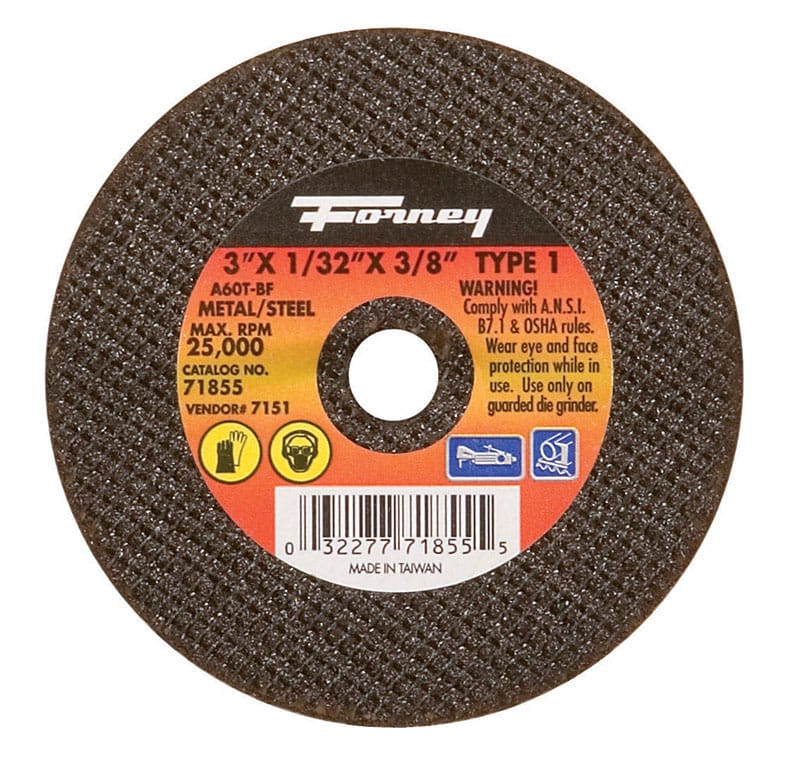 Forney 71855 Cut Off Wheel Metal Type 1 3X1/32X3/8