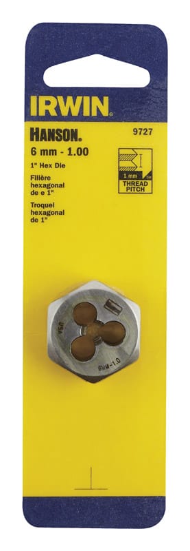 Irwin 9727ZR Hanson Metric 6 - 1.00 mm Hexagon Die