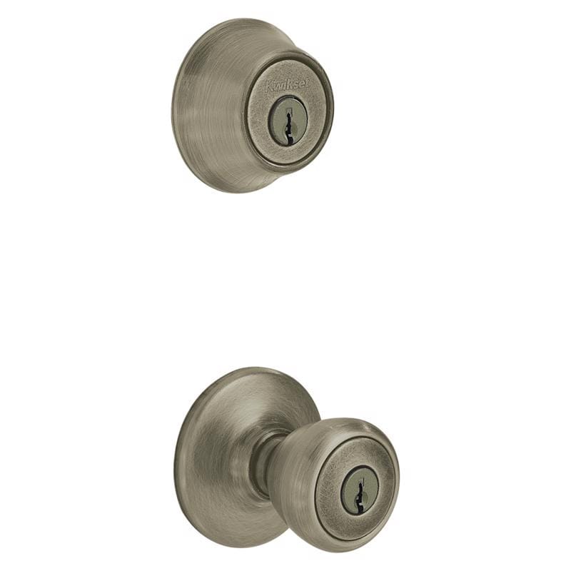Kwikset 96950-164 Tylo Antique Brass Deadbolt and Entry Door Knob 1-3/4 in.