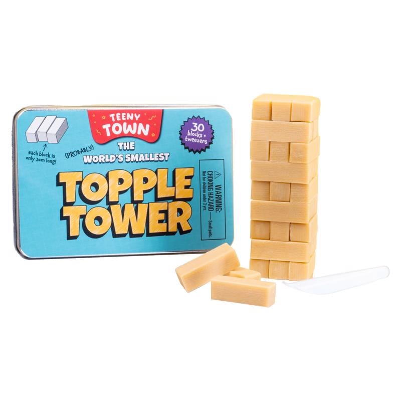 Fizz 100282 Teeny Town Topple Tower Puzzle Blocks Brown 30 pc