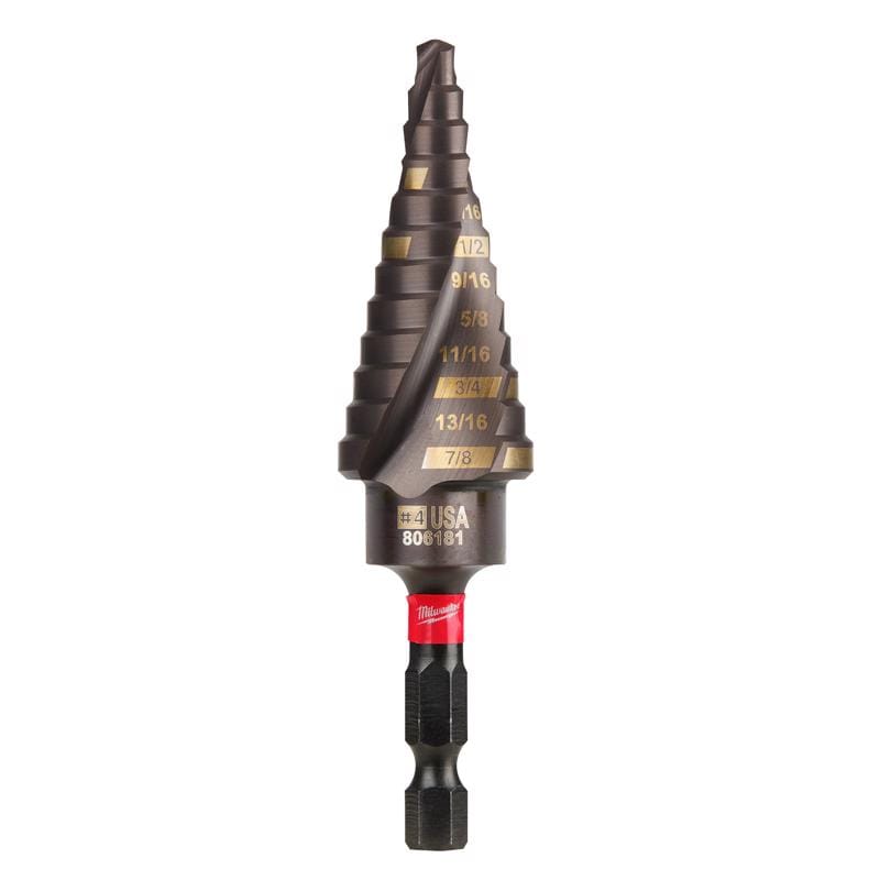 Milwaukee 48-89-9244 Shockwave 3/16 to 7/8 in. High Speed Steel Impact Step Drill Bit Quick-Change Hex Shank 1