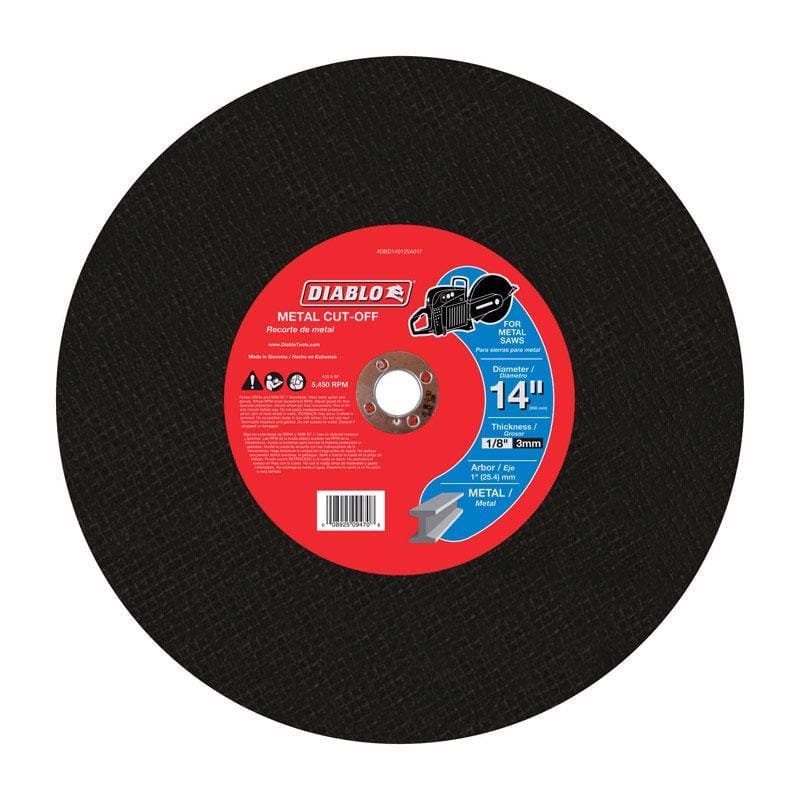 Diablo DBD140125A01F 14 in. D X 1 in. X 1/8 in. thick Aluminum Oxide High Speed Metal Cut-Off Disc 1 pk