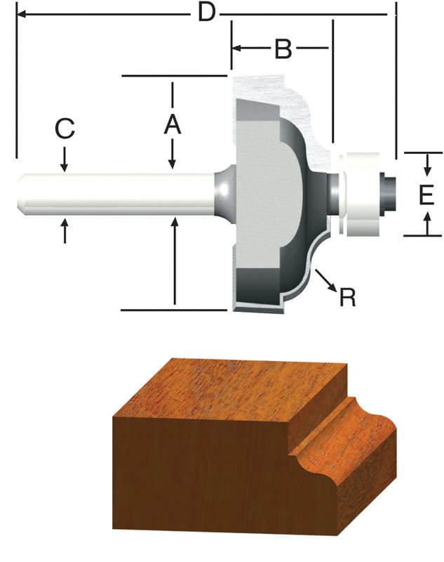 Vermont American 23148 1-5/8 in. D X 1/4 in. X 2-7/16 in. L Carbide Tipped Ogee Router Bit