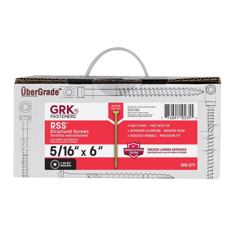 GRK Fasteners 10235 5/16 in. in. X 6 in. L Star Hex Head W-Cut Structural Screws