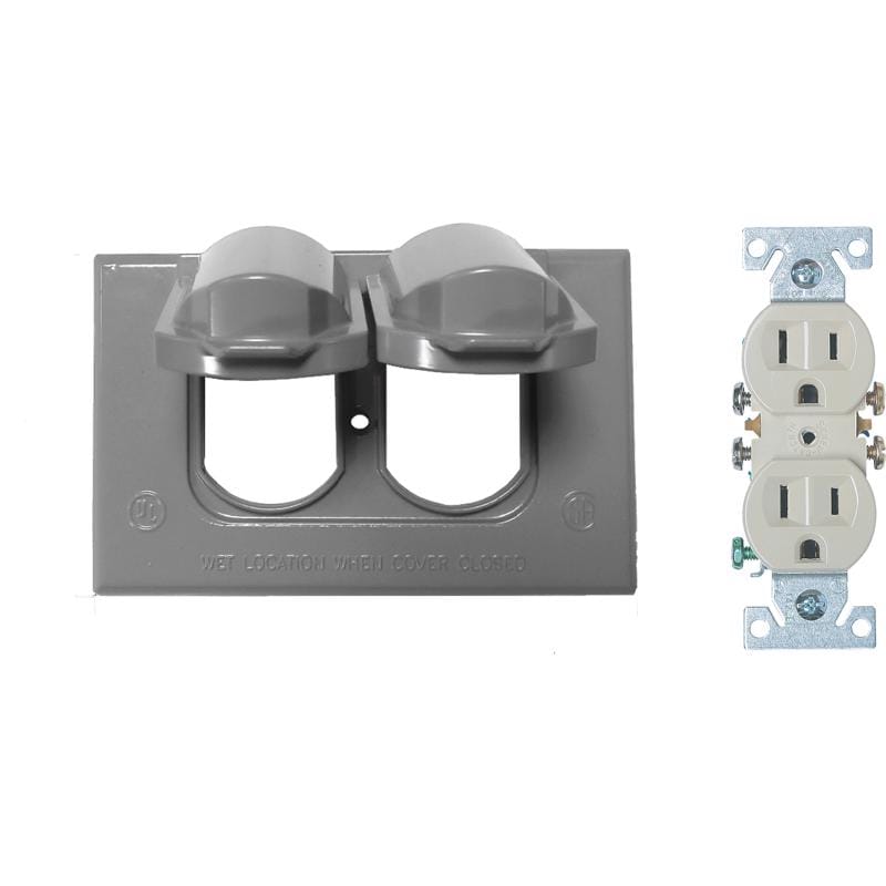 Sigma Engineered Solutions 14227 Rectangle Die-Cast Metal 1 gang 2.83 in. H X 4.58 in. W Duplex Outlet Kit