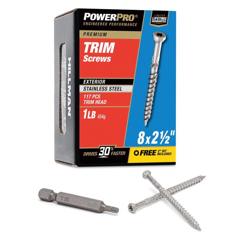 Hillman 48641V4 Power Pro No. 8 X 2-1/2 in. L Star Coarse Trim Screws 117 pk