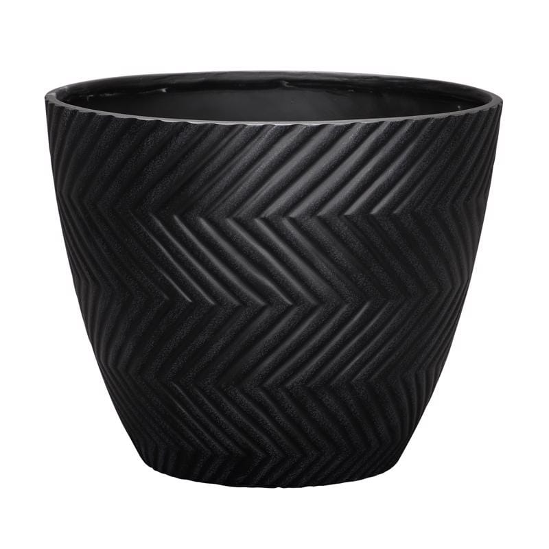L&G PVI7916TKI 13 in. H X 16 in. D Polyresin Yuma Planter Black
