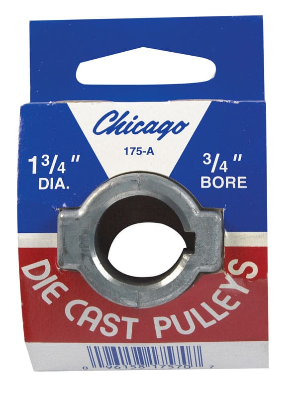 Chicago Die Cast 175A7 1-3/4 in. D X 3/4 in. D Zinc Single V-Grooved Pulley