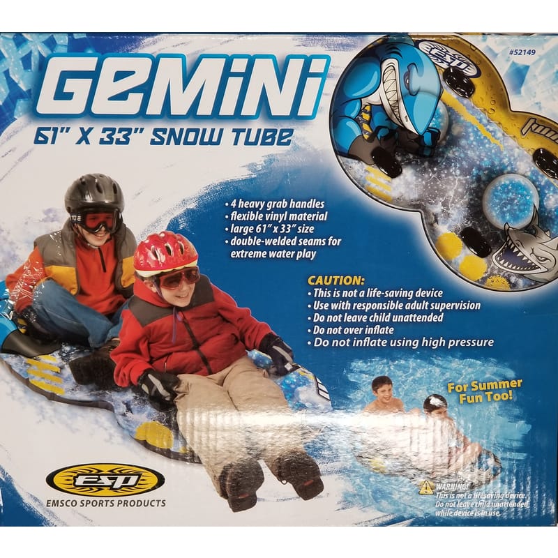 Emsco 52149 ESP Gemini Dual-Rider Inflatable PVC Snow Tube 61 in.