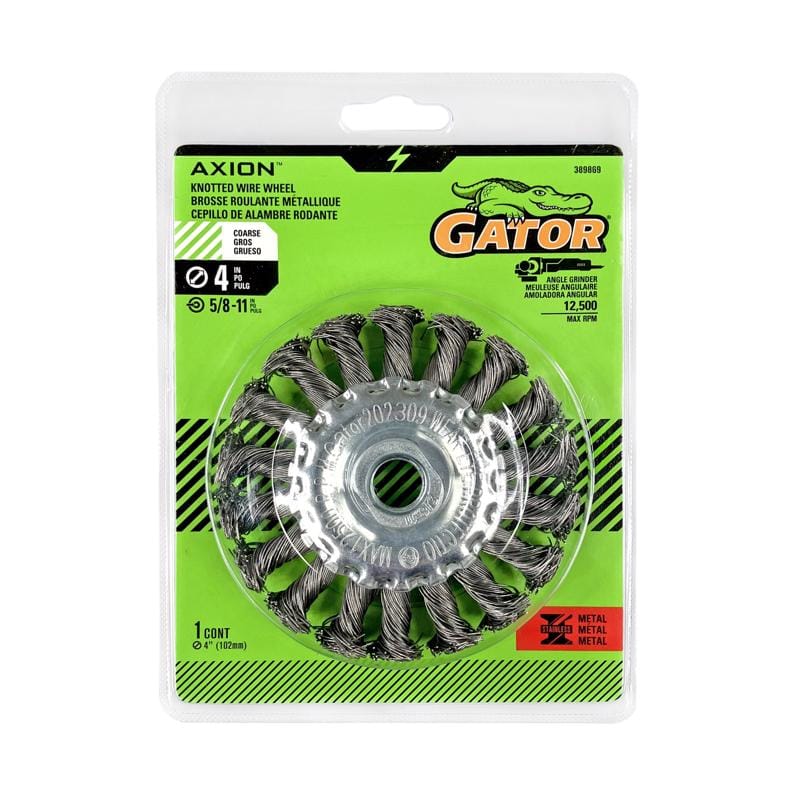 Gator 389869 4 in. Coarse Knotted/Twisted Wire Wheel Brass Coated Steel 13300 rpm 1 pc
