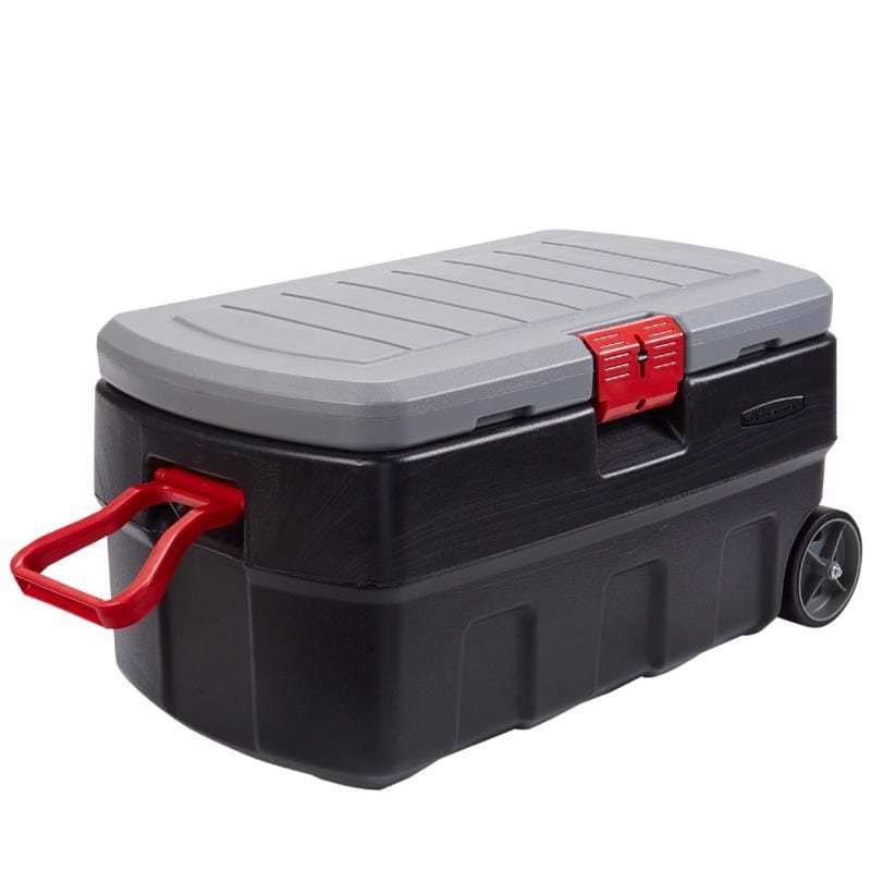 United Solutions RMAP350005 Rubbermaid 35 gal Black/Gray Storage Tote w/Wheels 36.19 in. H X 17.73 in. W X 19.5