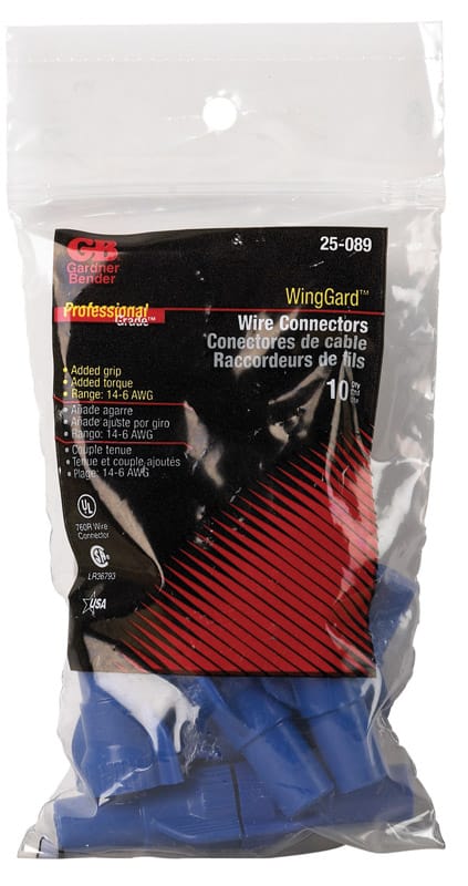 Gardner Bender 25-089 WingGard 14-6 Ga. Copper Wire Wire Connector Blue 10 pk