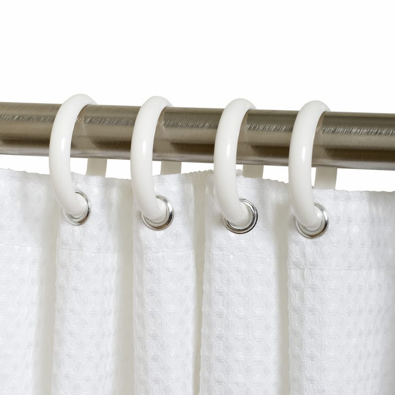 Zenna Home SSR010WW White Plastic Shower Curtain Rings 12 pk