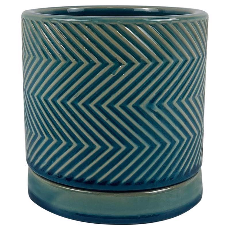 Border Concepts 533340 8 in. D Ceramic Cross Pattern Planter Blue