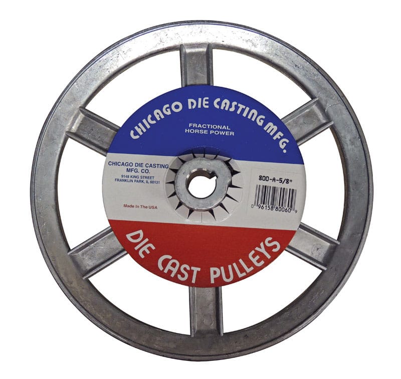 Chicago Die Cast 800A6 8 in. D X 5/8 in. D Zinc Single V-Grooved Pulley