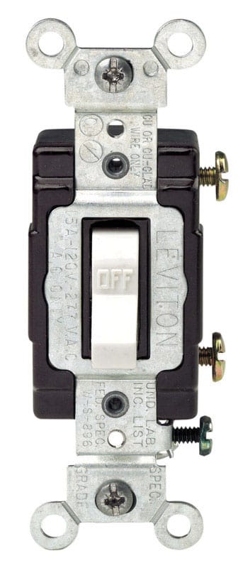 Leviton C22-05501-LHW 15 amps Single Pole Toggle Switch White 1 pk