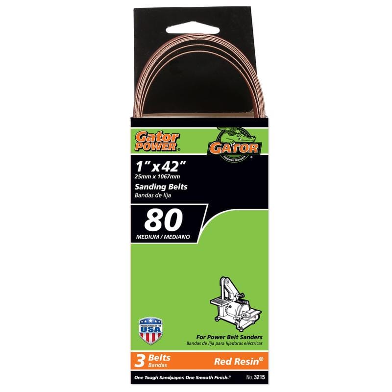 Gator 3215 42 in. L X 1 in. W Aluminum Oxide Sanding Belt 80 Grit Medium 3 pc