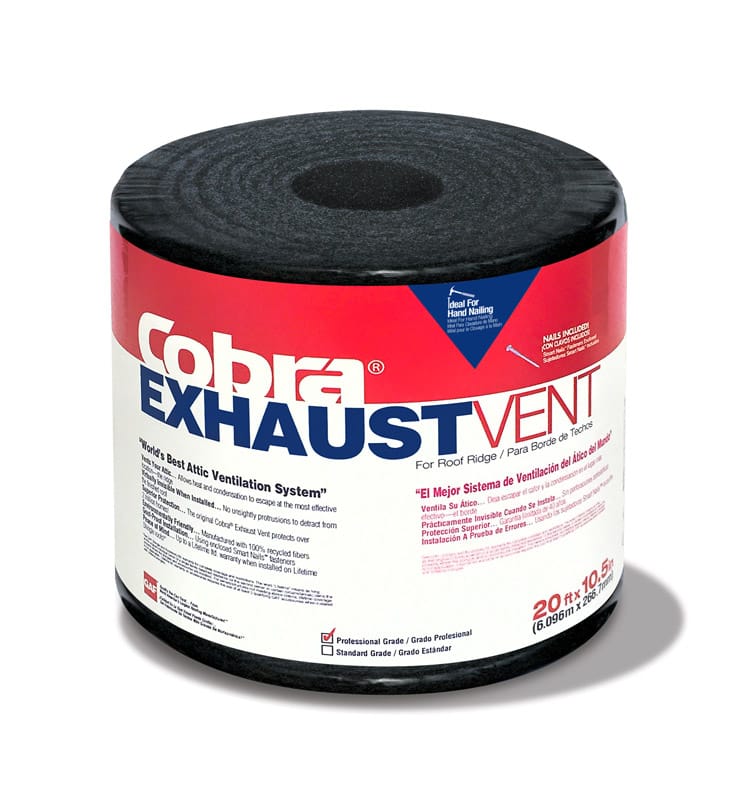 Gaf GAFCB10520 Cobra 0.75 in. H X 10.5 in. W X 240 in. L Black Fiber/Polyester Shingle Over Ridge Vent