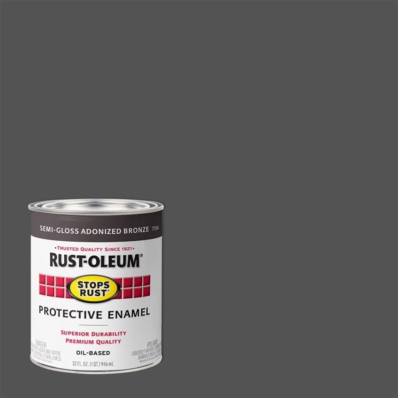 Rust-Oleum 7754502 Stops Rust Indoor and Outdoor Semi-Gloss Anodized Bronze Protective Enamel 1 qt