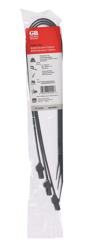 Gardner Bender 47-121UVB 21 in. L Black Cable Tie 3 pk