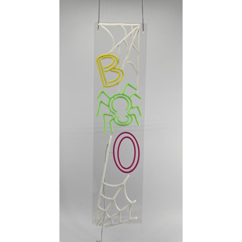 Luxe Light Decor HB001 Neon Multicolored 32 in. LED Prelit BOO Spiders Porch Sign