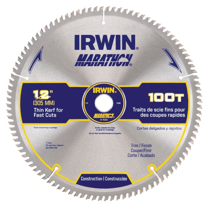 Irwin 14084 Marathon 12 in. D X 1 in. Carbide Circular Saw Blade 100 teeth 1 pk