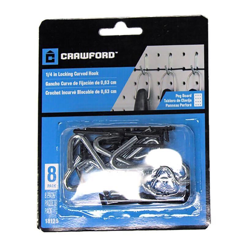 Crawford 18125 Zinc Plated Black/Silver Steel 0.25 in. Peg Hooks 1 pk