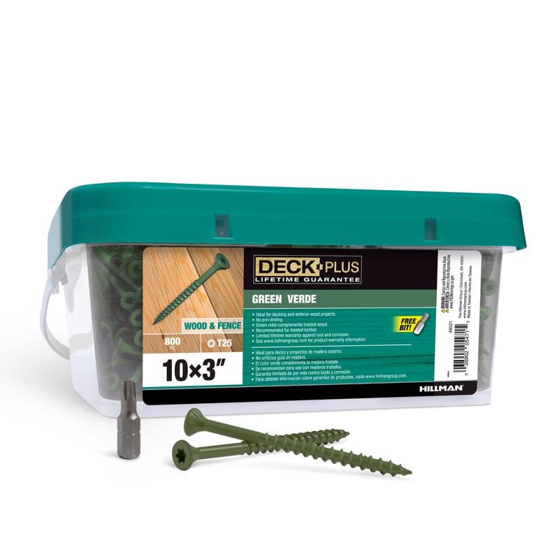 Hillman 49321 No. 10 in. X 3 in. L Green Star Flat Head Exterior Deck Screws 13 lb 800 pk