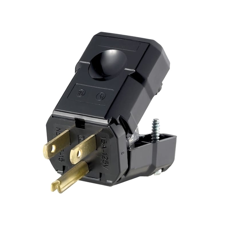 Leviton 05256-0VB Python Industrial Thermoplastic Straight Blade Plug 5-15P 18-10 AWG 2 Pole 3 Wire