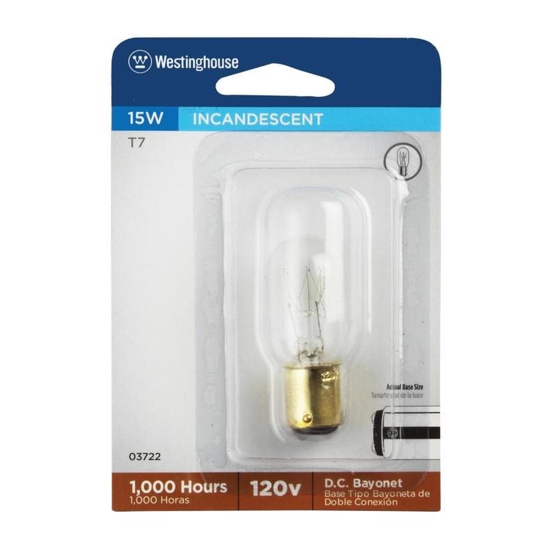 Westinghouse 0372200 15 W T7 Specialty Incandescent Bulb D.C. Bayonet Warm White 1 pk