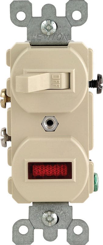 Leviton 05226-0IS 15 amps Single Pole Combination Switch w/ Pilot Ivory 1 pk