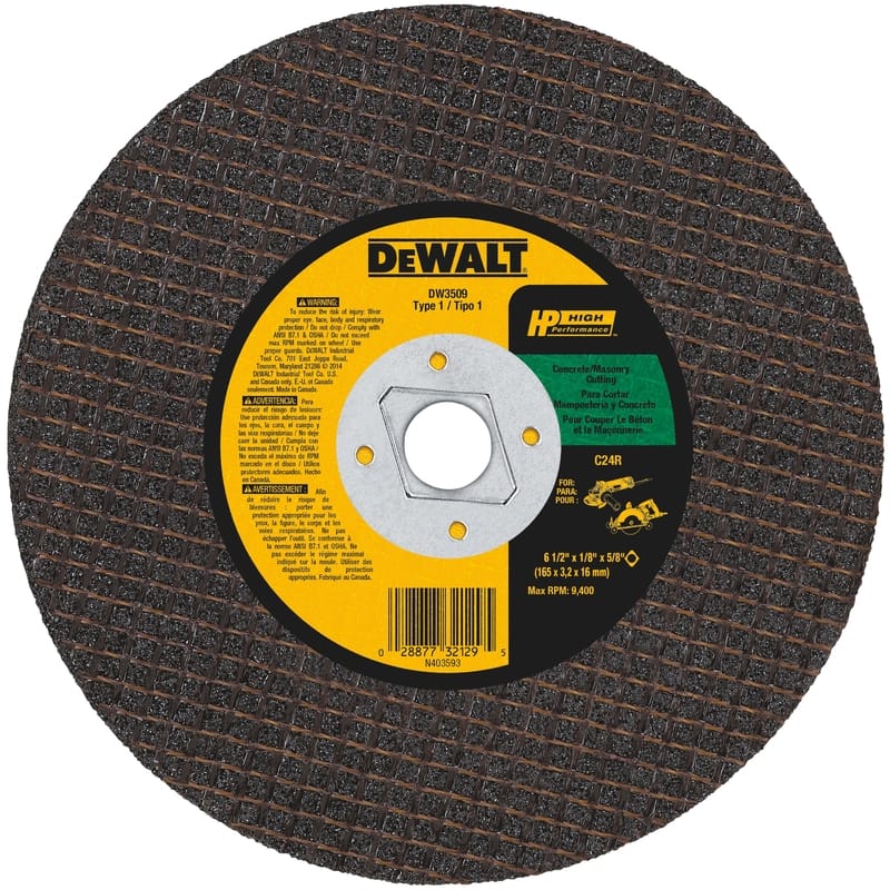 Dewalt DW3509 High Performance 6-1/2 in. D X 5/8 in. X 1/8 in. thick Silicon Carbide Masonry Cutting Saw Bl