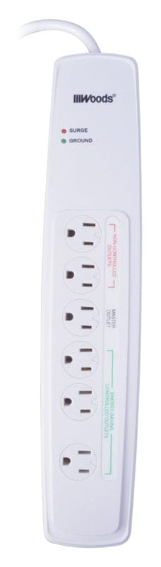 Southwire 41704 Woods 3 ft. L 6 outlets Smart-Enabled Surge Protector White 1780 J