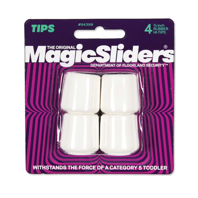 Magic Sliders 94399 Rubber Leg Tip White Round 7/8 in. W 4 pk
