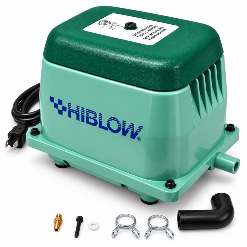 Hiblow HP-60-0110 HP-60 951 gph Aluminum Linear Diaphragm Bottom AC Septic Air Pump