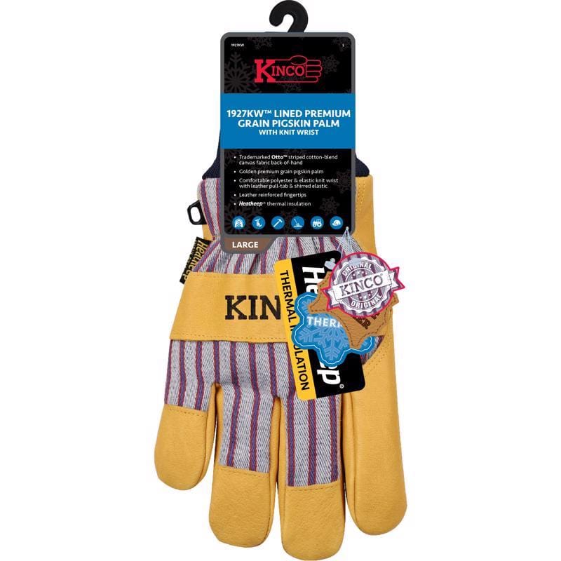 Kinco 1927KW-XL Men's Outdoor Knit Wrist Work Gloves Yellow XL 1 pair