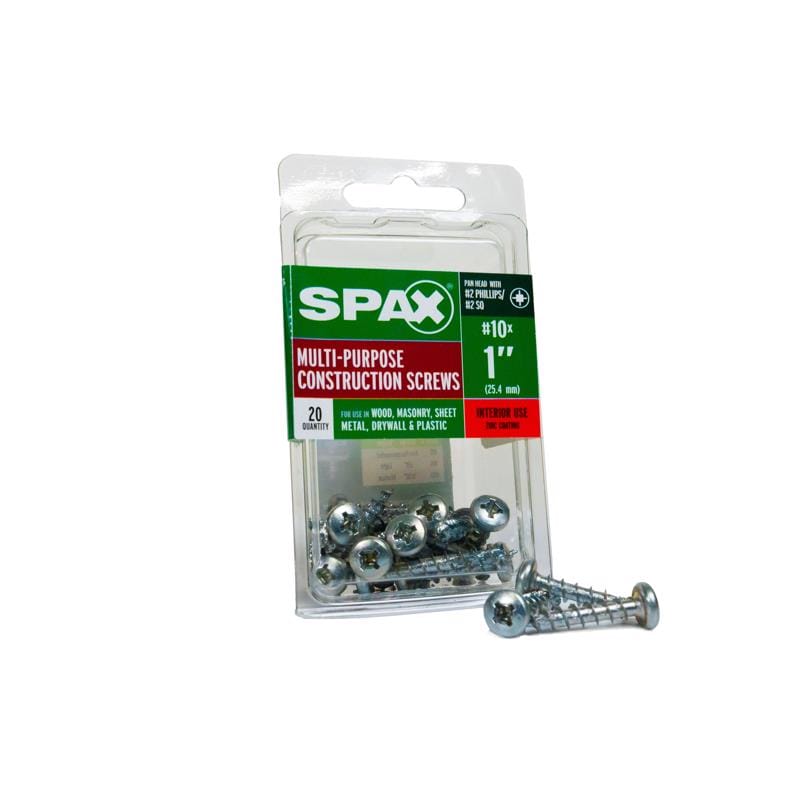 Spax 4111010500252 No. 10 X 1 in. L Phillips/Square Zinc-Plated Serrated Multi-Material Screw 20 pk