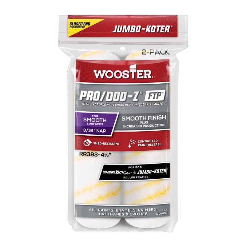 Wooster RR383-4 1/2 Jumbo-Koter Fabric 4-1/2 in. W X 3/16 in. Jumbo Paint Roller Cover 2 pk