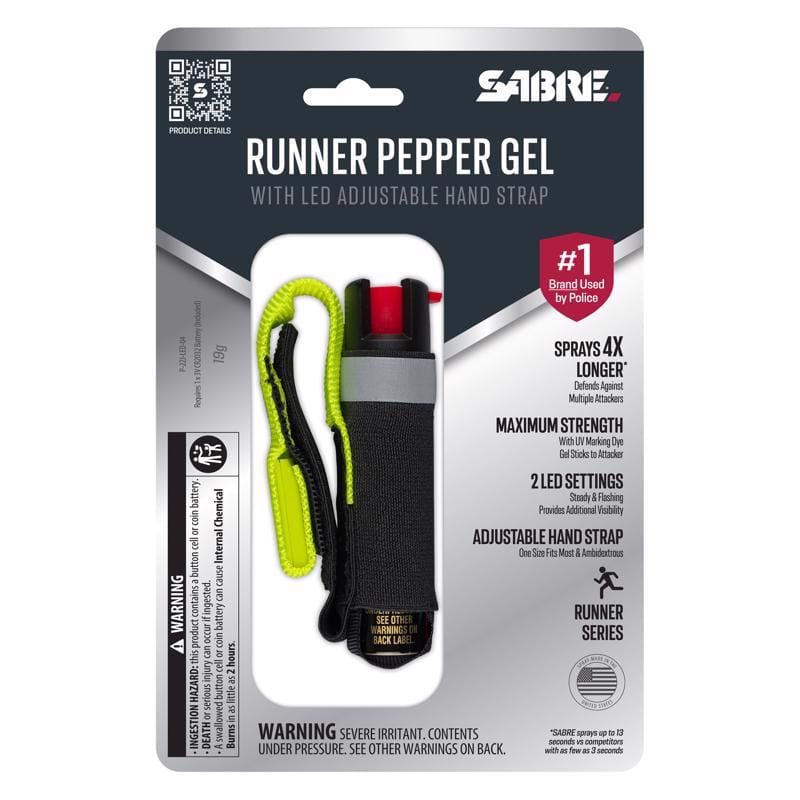Sabre P-22J-LED-04 Runner Black Plastic Gel Pepper Spray
