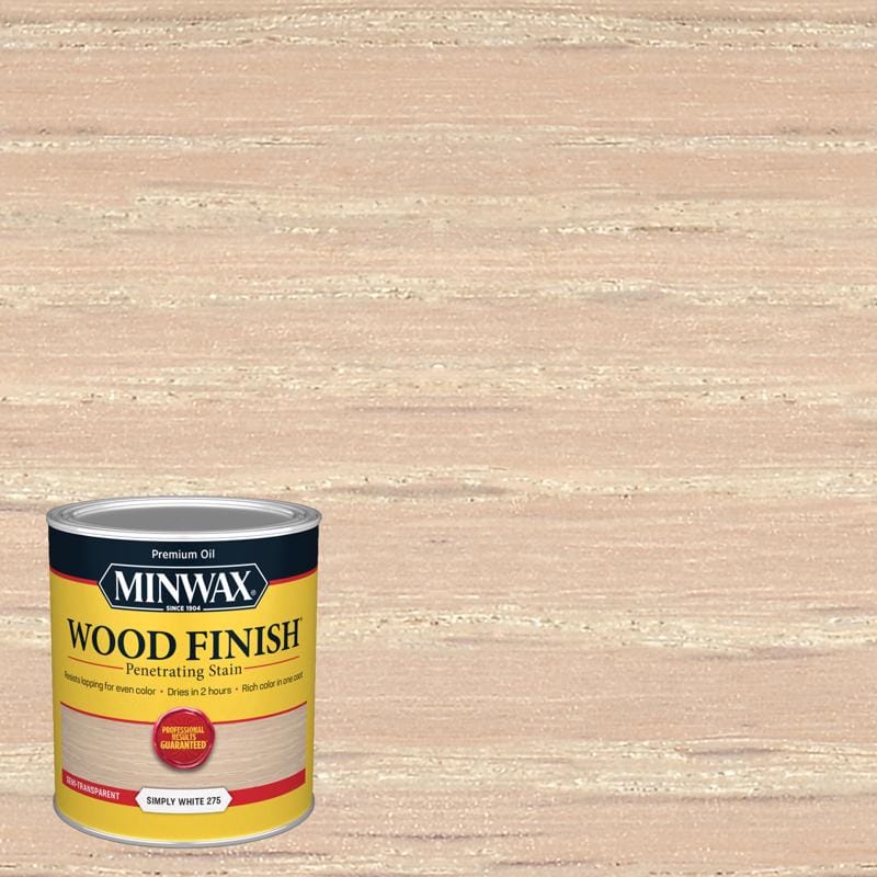 Minwax 700524444 Wood Finish Semi-Transparent Simply White Oil-Based Penetrating Wood Stain 1 qt