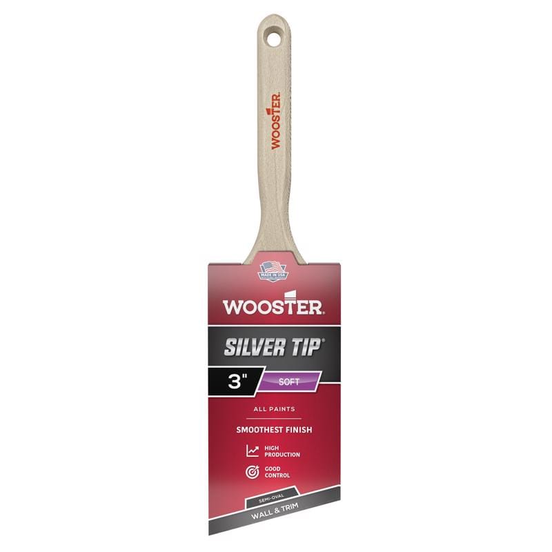 Wooster 5228-3 Silver Tip 3 in. Soft Semi-Oval Angle Paint Brush