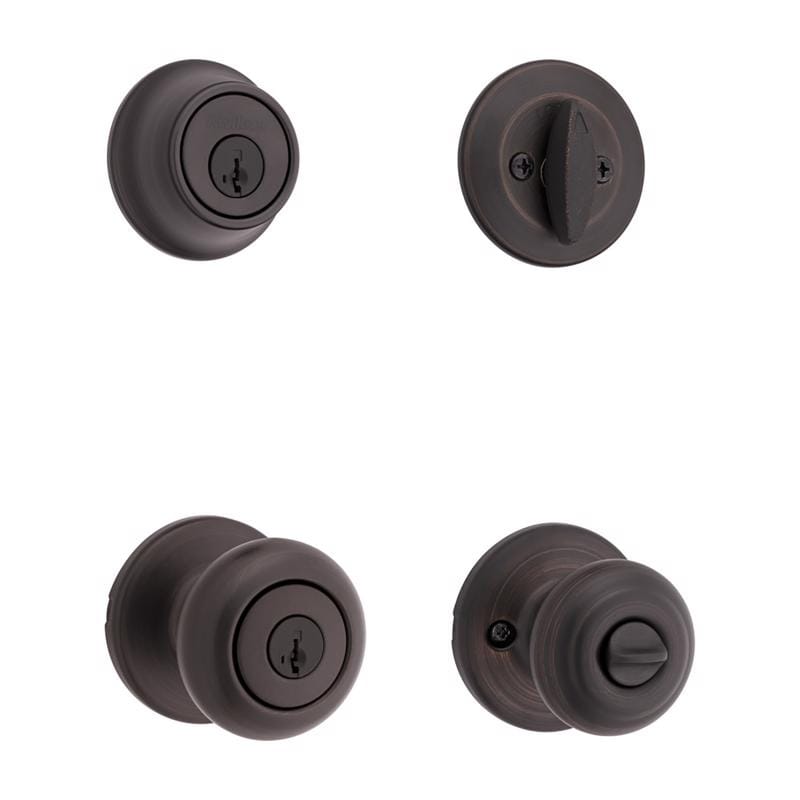 Kwikset 96900-421 SmartKey Security Cove Venetian Bronze Deadbolt and Entry Door Knob KW1 2-3/4 in.