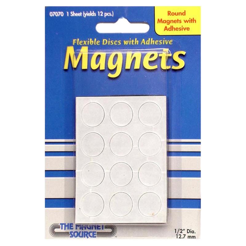 Magnet Source 07070 .06 in. L X .5 in. W White Disc Magnets with Adhesive 12 pc