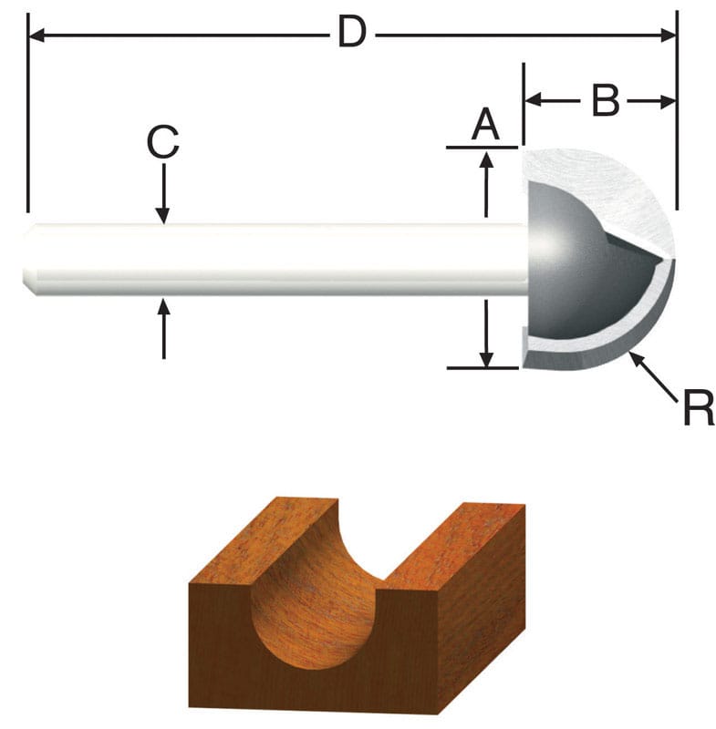 Vermont American 23125 3/4 in. D X 3/4 in. X 1-13/16 in. L Carbide Tipped Core Box Router Bit