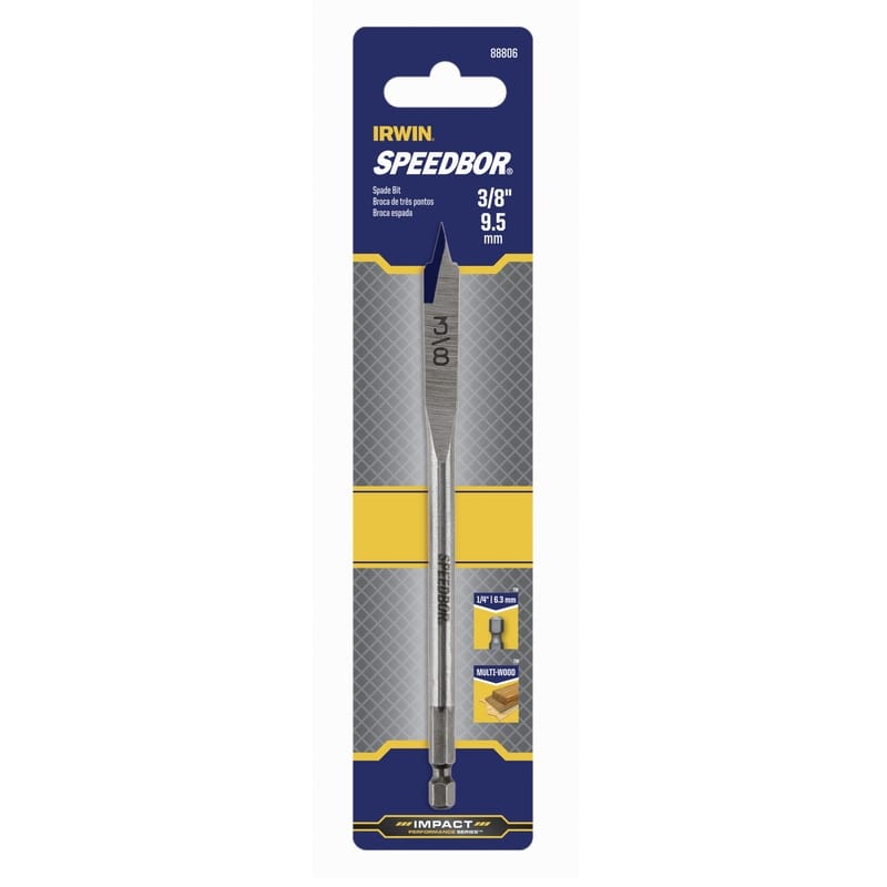 Irwin 88806 Speedbor 3/8 in. X 6 in. L Carbon Steel Wood Boring Bit Hex Shank 1 pc