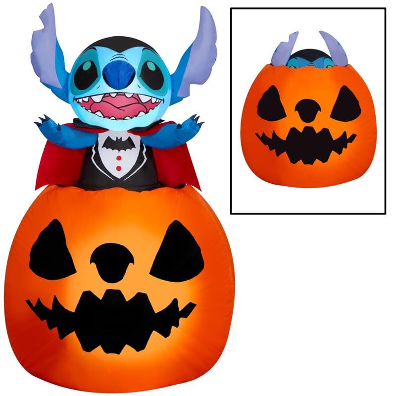 Disney 550843 5 ft. Prelit Stitch Popping Out of Pumpkin Inflatable
