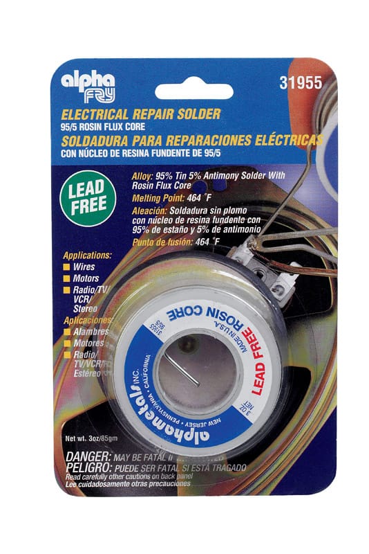 Alpha FRY 31955 3 oz Lead-Free Rosin Core Solder Wire 0.06 in. D Tin/Antimony 95/5 1 pc