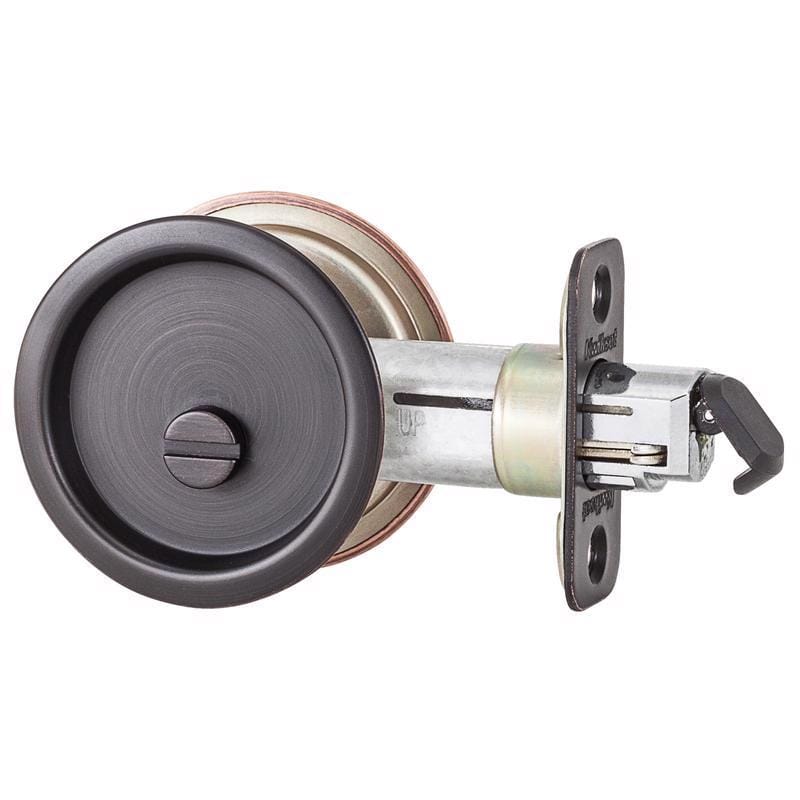 Kwikset 93350-048 Venetian Bronze Metal Indoor Round Bed/Bath Pocket Door Lock